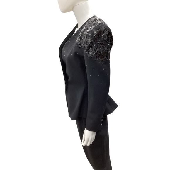 Vintage Nolan Miller 2 Piece Outfit Women’s SZ 4 Blazer + Skirt 100% Wool Black - Picture 3 of 9